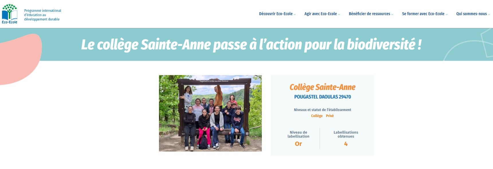 Le collège Sainte-Anne passe à l'action pour la biodiversité !
